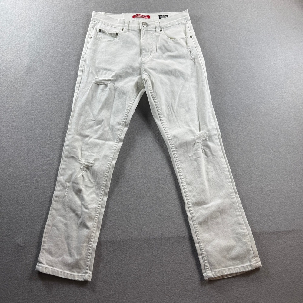 Unionbay Slim Boyfriend Straight Leg Women 3 White Distressed Jeans